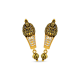 Goddess Laskmi With Beaded Gold Earrings