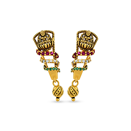 Traditional Carved Beaded Gold Earrings