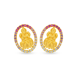 Ethnic Goddess Lakshmi Gold Earrings