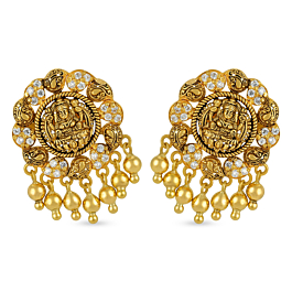 Antique Goddess Lakshmi Gold Earrings