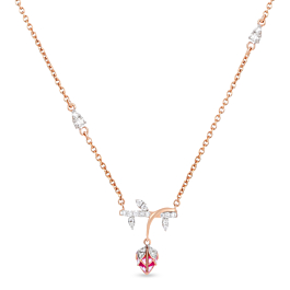 Enchanting Floral With Tiny Leaf Diamond Necklace - Lily Ripples Collection