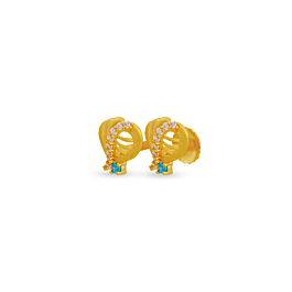 Tremendous Blue Stone Stud Gold Earrings