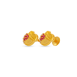 Princess Apple Design Kids Gold Earrings