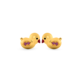 Opulent Chirpy Bird Gold Earrings