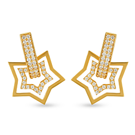Glimmering Star Design Gold Earrings