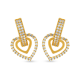 Sparkling Heartin Gold Earrings