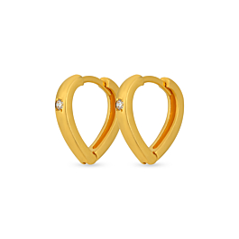 Trendy Single Stone Hoop Gold Earrings