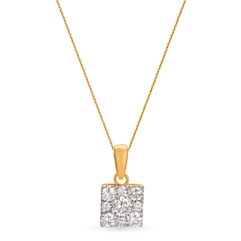 Fashionable Square Pattern Diamond Necklace-EF IF VVS-18kt Yellow Gold-