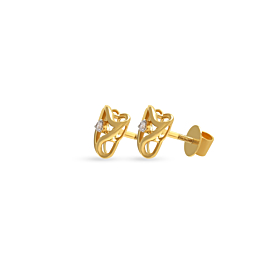 Splendid Triangular Pattern Diamond Earrings-736A001362-1-EF IF VVS-18kt Yellow Gold-
