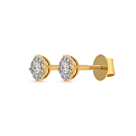 Glimmering Concentric Circle Diamond Earrings-736A001293-1-EF IF VVS-18kt Yellow Gold-