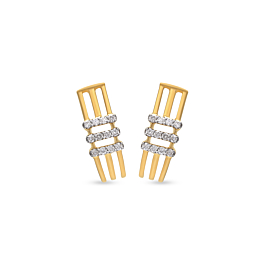 Stylish Hoop Diamond Earrings-736A001739-1-EF IF VVS-18kt Yellow Gold-