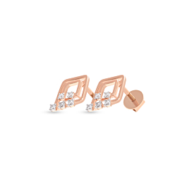 Trendy Rhombus Shape Diamond Earrings-736A001421-1-EF IF VVS-18kt Yellow Gold-