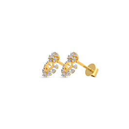 Pristine Floral Diamond Earrings-736A001646-1-EF IF VVS-18kt Yellow Gold-