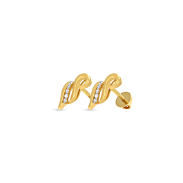 Dazzling Twirl Design Diamond Earrings-736A001368-1-EF IF VVS-18kt Yellow Gold-