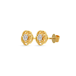 Opulent Floral Diamond Earrings-736A001403-1-EF IF VVS-18kt Yellow Gold-