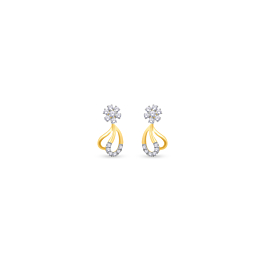 Modish Dainty Floral Diamond Earrings-EF IF VVS-18kt Yellow Gold-