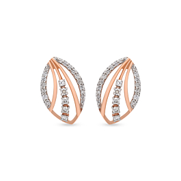 Gleaming Elliptical Shape Diamond Earrings-EF IF VVS-18kt Yellow Gold-