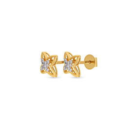 Fancy Floral Diamond Earrings-736A001380-1-EF IF VVS-18kt Yellow Gold-