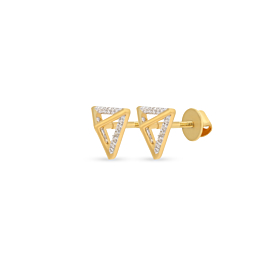 Glinting Petite Triangular Diamond Earrings-736A001411-1-EF IF VVS-18kt Yellow Gold-