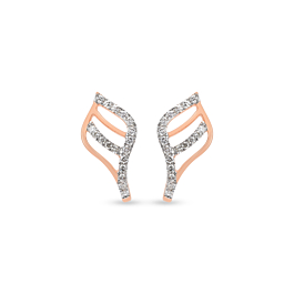 Enchanting Leaf Pattern Diamond Earrings-736A001663-1-EF IF VVS-18kt Yellow Gold-