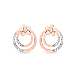 Attractive Circular Floral Diamond Earrings-736A001689-1-EF IF VVS-18kt Yellow Gold-