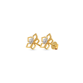Appealing Floral Diamond Earrings-736A001430-1-EF IF VVS-18kt Yellow Gold-