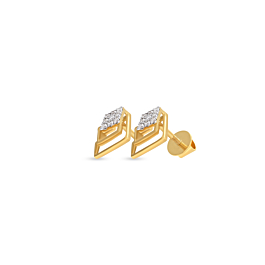 Pretty Rhombus Shape Diamond Earrings-736A001395-1-EF IF VVS-18kt Yellow Gold-