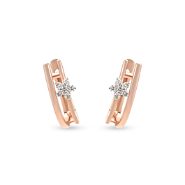 Attractive Petite Floral Diamond Earrings-736A001660-1-EF IF VVS-18kt Yellow Gold-
