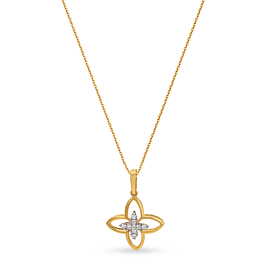 Exuberant Floral Diamond Necklace-EF IF VVS-18kt Yellow Gold-