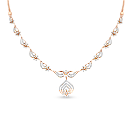 Enticing Petite Floral Diamond Necklace-736A001621-1-EF IF VVS-18kt Yellow Gold-