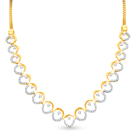 Stylish Oval Pattern Diamond Necklace-736A001747-1-EF IF VVS-18kt Yellow Gold-