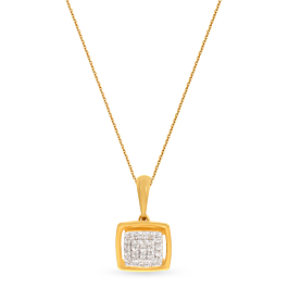 Glimmering Square Pattern Diamond Necklace-EF IF VVS-18kt Yellow Gold-