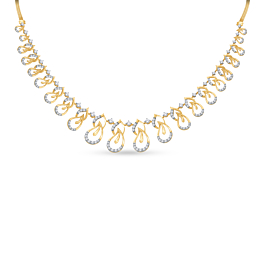 Trendy Paisley Design Diamond Necklace-736A001733-1-EF IF VVS-18kt Yellow Gold-