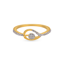 Enticing Leaf Pattern Diamond Ring-736A001560-1-EF IF VVS-18kt Yellow Gold-7