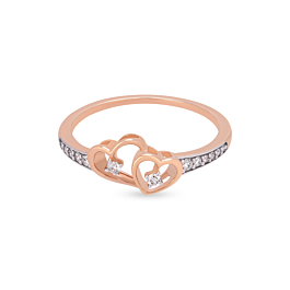 Gleaming Twin Heart Diamond Ring-736A001409-1-EF IF VVS-18kt Yellow Gold-7