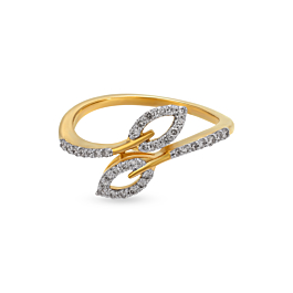 Ebullient Leaf Pattern Diamond Ring-736A001450-1-EF IF VVS-18kt Yellow Gold-7