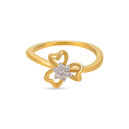 Glamorous Tri Petal Floral Diamond Ring-736A001308-1-EF IF VVS-18kt Yellow Gold-7