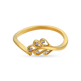 Scintillating Leaf Pattern Diamond Ring-736A001509-1-EF IF VVS-18kt Yellow Gold-7