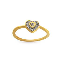 Modish Petite Heart Diamond Ring-EF IF VVS-18kt Yellow Gold-7