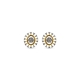 Ornate Dainty Floral Diamond Earrings-EF IF VVS-18kt Yellow Gold-