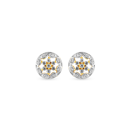 Opulent Floral Diamond Earrings-EF IF VVS-18kt Yellow Gold-