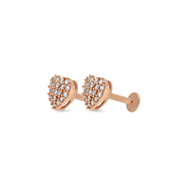 Attractive Petite Heart Diamond Earrings-EF IF VVS-18kt Yellow Gold-