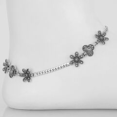 Gorgeous Lovely Floral Silver Anklets