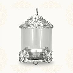 Ornamental Floral Glass Silver Lamp