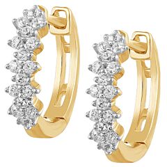 Glittering Diamond in Hoops and Huggies Diamond Earrings