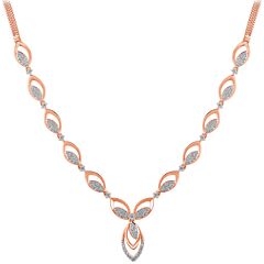 Lovely Leaf Design Link Diamond Necklace 