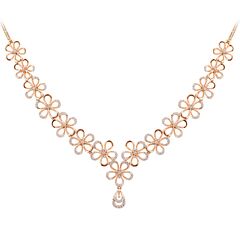 Graceful Floral Design Diamond Necklace