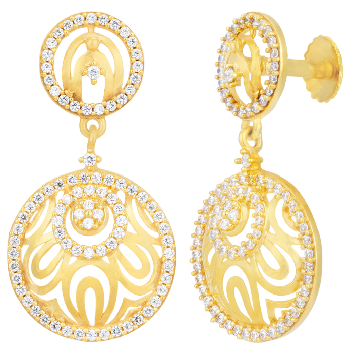 Buy Curled Sparkling Stone Gold Earrings GRT Oriana