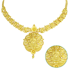 Ethnic Floral With Goddess Lakshmi Gold Necklace