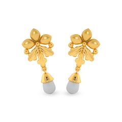 Astonishing Floral Pearl Drop Gold Earrings